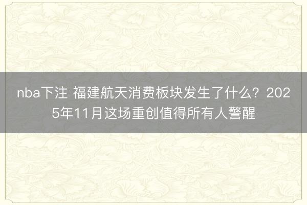 nba下注 福建航天消费板块发生了什么?2025年11月这场重创值得所有人警醒