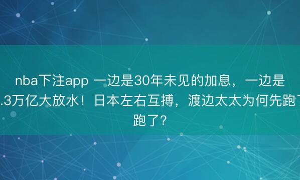 nba下注app 一边是30年未见的加息,一边是18.3万亿大放水!日本左右互搏,渡边太太为何先跑了?