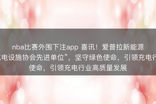 nba比赛外围下注app 喜讯！爱普拉新能源斩获“广东省充电设施协会先进单位”，坚守绿色使命，引领充电行业高质量发展