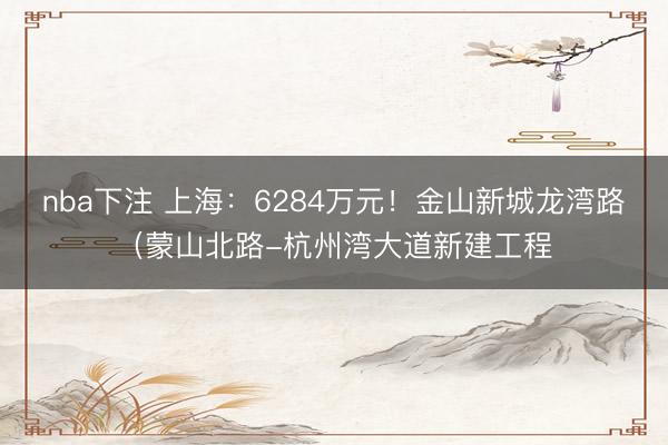 nba下注 上海：6284万元！金山新城龙湾路（蒙山北路-杭州湾大道新建工程