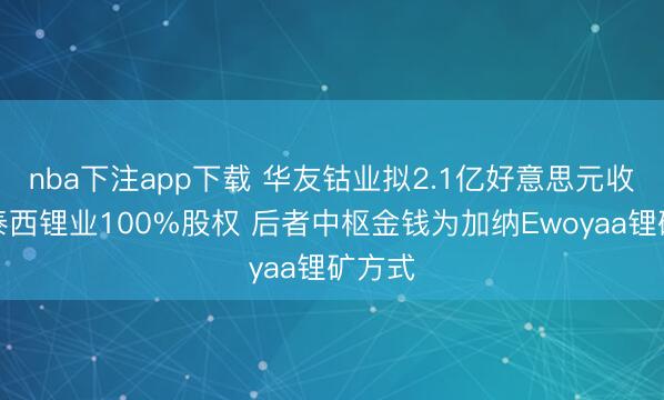 nba下注app下载 华友钴业拟2.1亿好意思元收购大泰西锂业100%股权 后者中枢金钱为加纳Ewoyaa锂矿方式