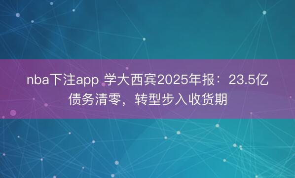 nba下注app 学大西宾2025年报：23.5亿债务清零，转型步入收货期