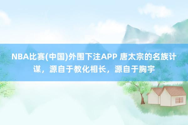 NBA比赛(中国)外围下注APP 唐太宗的名族计谋，源自于教化相长，源自于胸宇