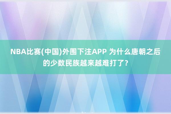 NBA比赛(中国)外围下注APP 为什么唐朝之后的少数民族越来越难打了？