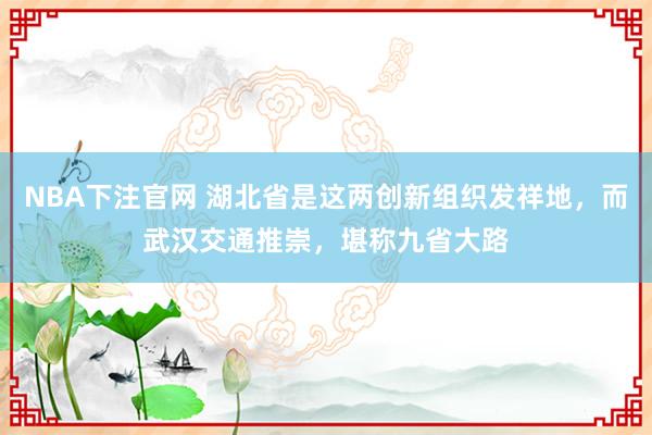NBA下注官网 湖北省是这两创新组织发祥地，而武汉交通推崇，堪称九省大路