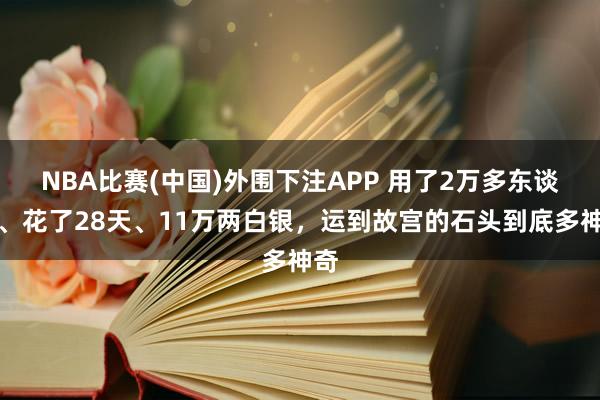 NBA比赛(中国)外围下注APP 用了2万多东谈主、花了28天、11万两白银，运到故宫的石头到底多神奇