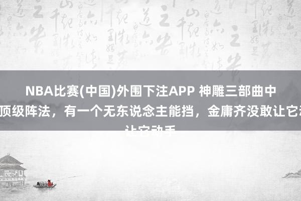 NBA比赛(中国)外围下注APP 神雕三部曲中3大顶级阵法，有一个无东说念主能挡，金庸齐没敢让它动手