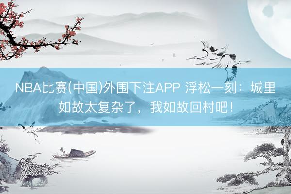 NBA比赛(中国)外围下注APP 浮松一刻：城里如故太复杂了，我如故回村吧！