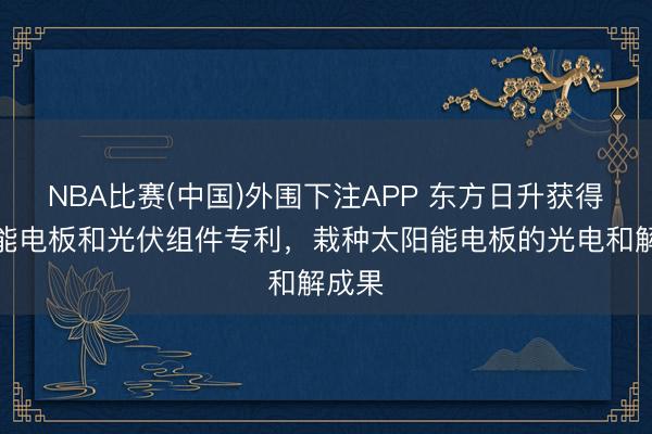 NBA比赛(中国)外围下注APP 东方日升获得太阳能电板和光伏组件专利，栽种太阳能电板的光电和解成果