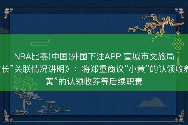 NBA比赛(中国)外围下注APP 宣城市文旅局发布《“黄站长”关联情况讲明》：将郑重商议“小黄”的认领收养等后续职责