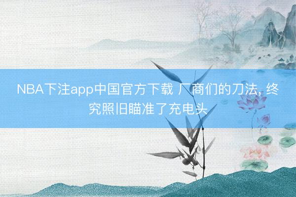 NBA下注app中国官方下载 厂商们的刀法， 终究照旧瞄准了充电头