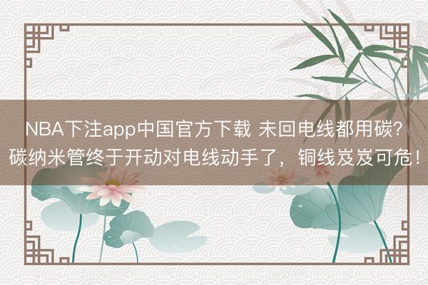 NBA下注app中国官方下载 未回电线都用碳？碳纳米管终于开动对电线动手了，铜线岌岌可危！