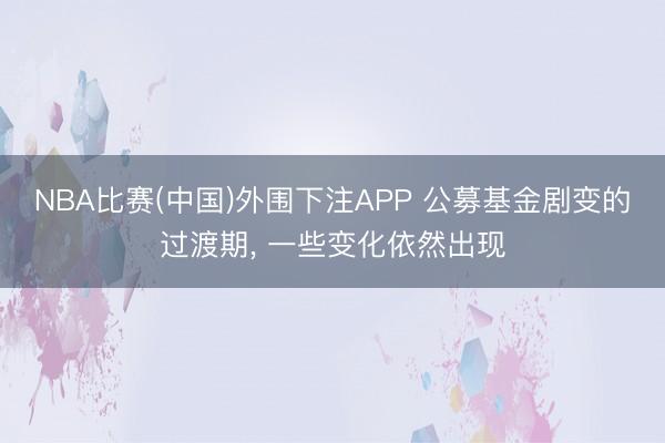 NBA比赛(中国)外围下注APP 公募基金剧变的过渡期， 一些变化依然出现