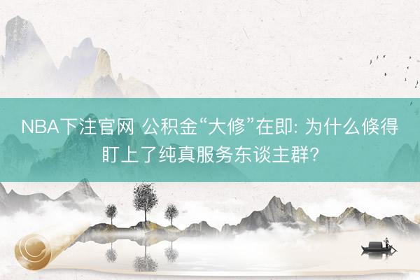 NBA下注官网 公积金“大修”在即: 为什么倏得盯上了纯真服务东谈主群?