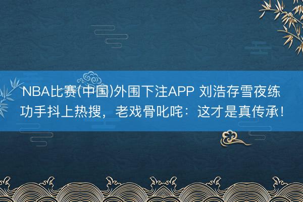 NBA比赛(中国)外围下注APP 刘浩存雪夜练功手抖上热搜，老戏骨叱咤：这才是真传承！