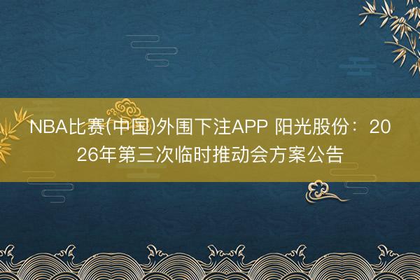 NBA比赛(中国)外围下注APP 阳光股份：2026年第三次临时推动会方案公告